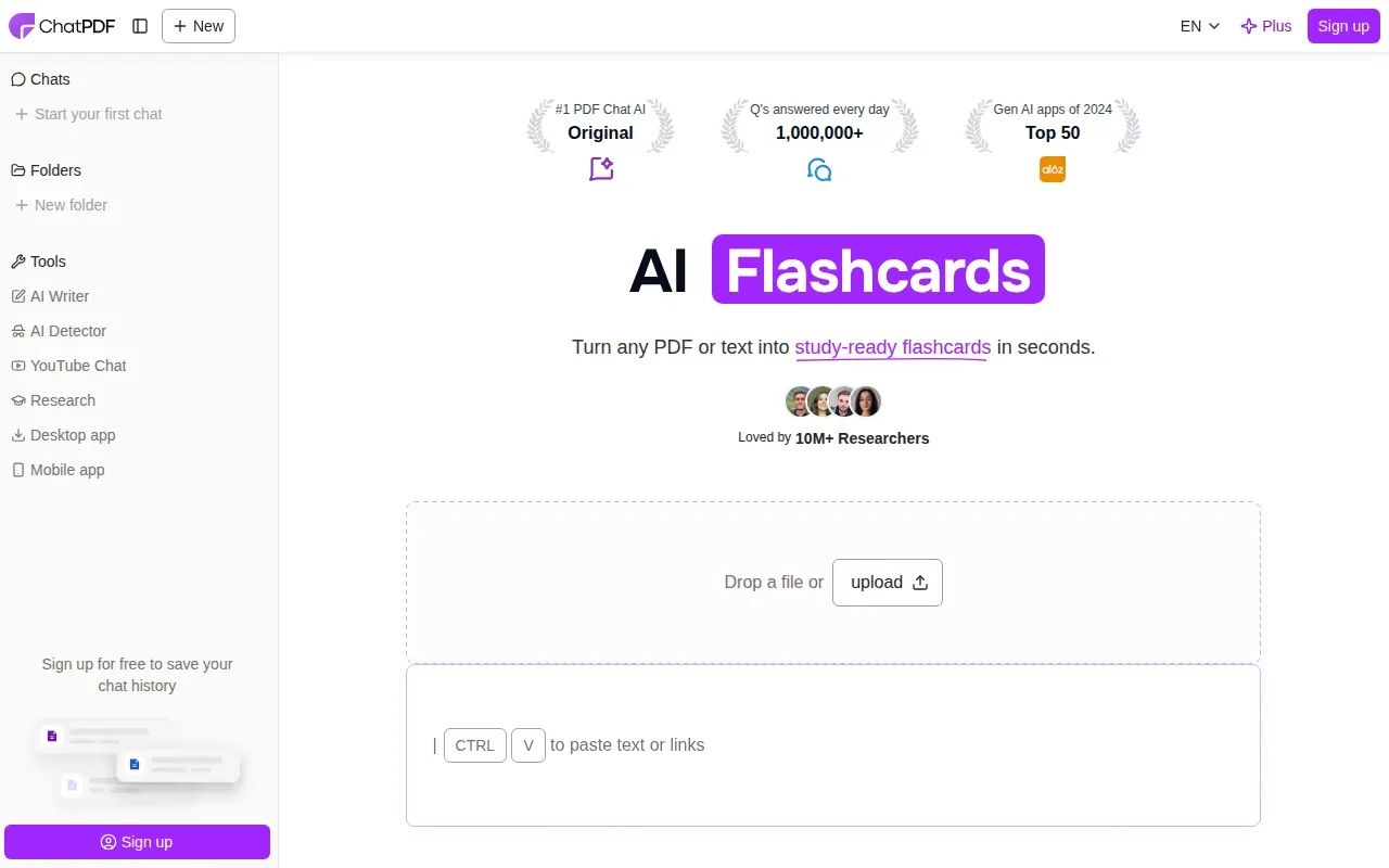 Screenshot of the ChatPDF website