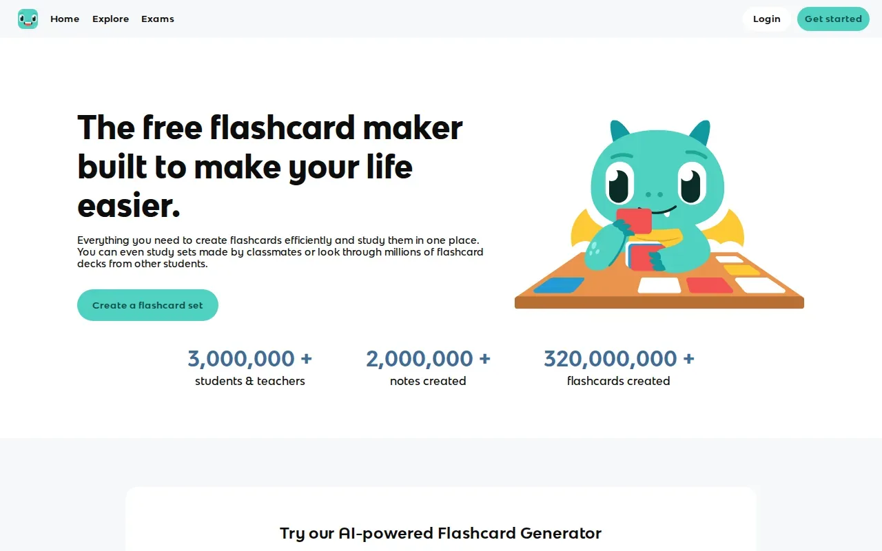 Screenshot of the Knowt website