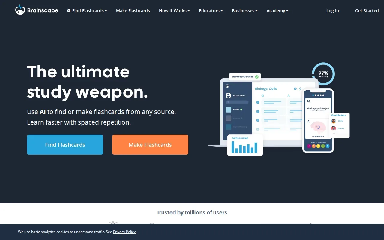 Screenshot of the Brainscape website