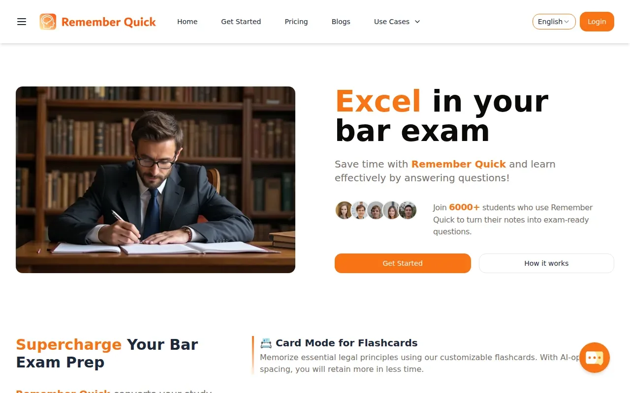 Screenshot of the Remember Quick website