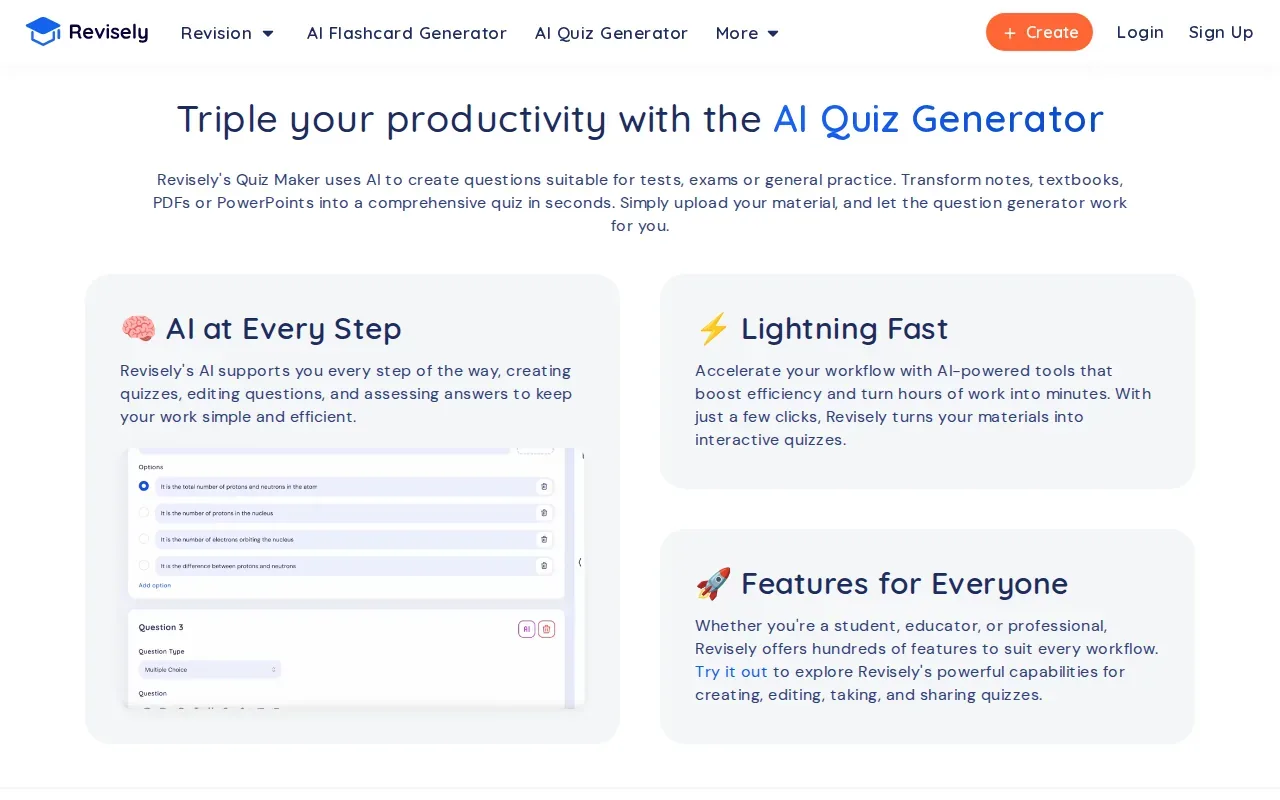 Screenshot of the Revisely website