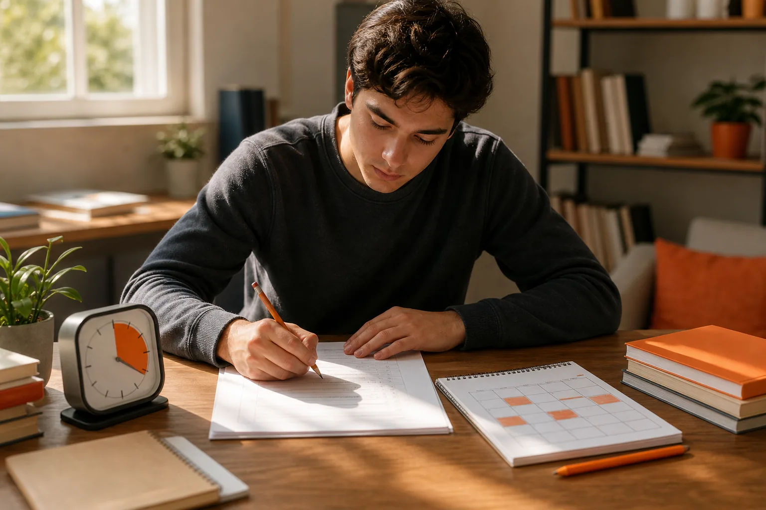LSAT student taking a timed diagnostic test and setting a study target.