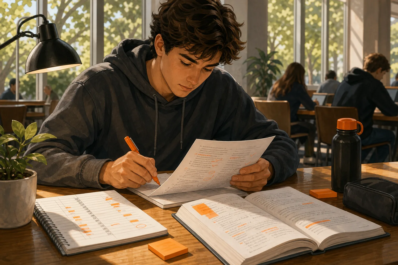 Student reviewing practice test mistakes and planning targeted study.