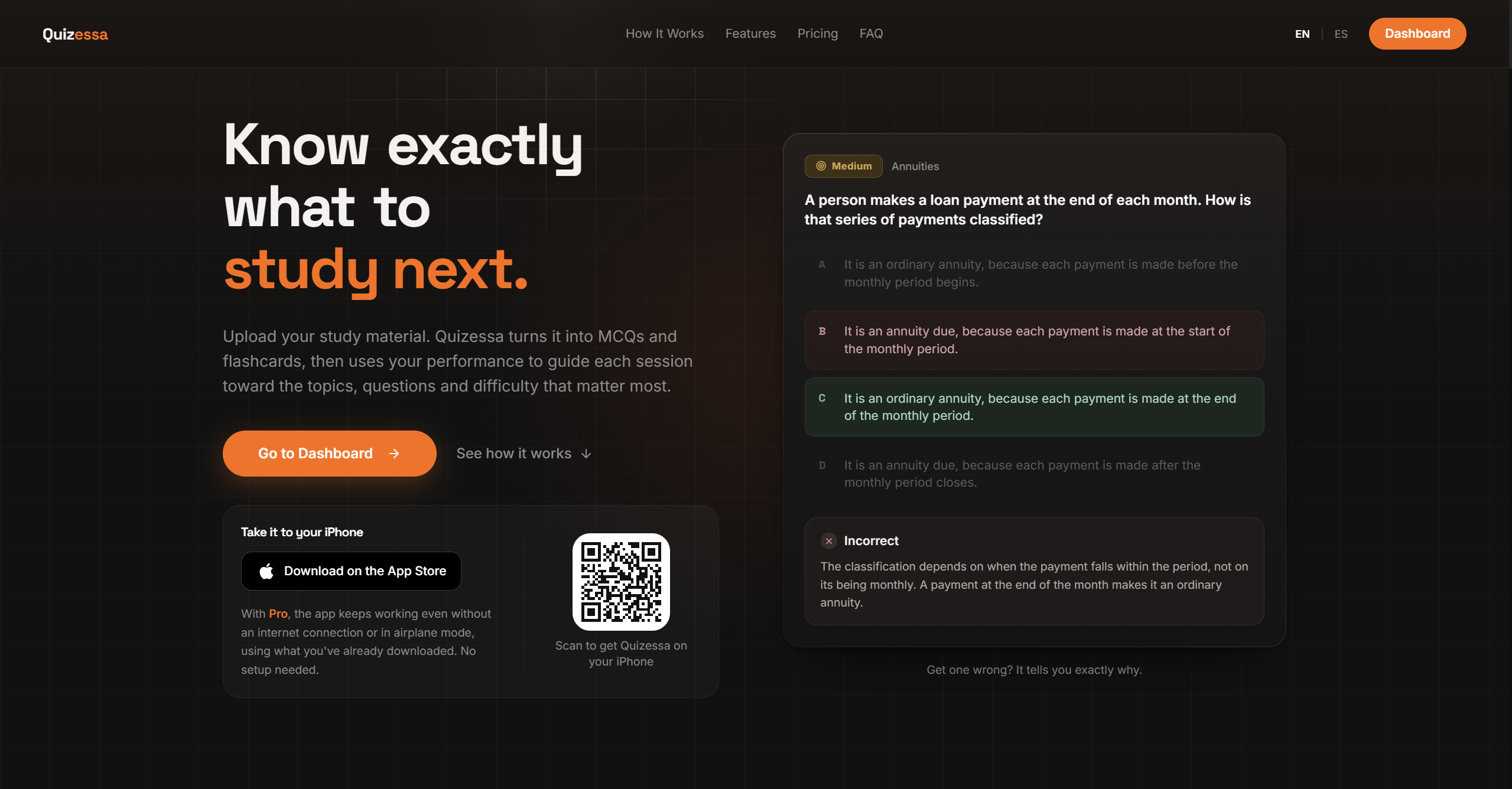 Screenshot of the Quizessa website